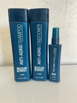 Paquete Brazilian Blowout Champú Antienvejecimiento, Acondicionador y Corregir + Prevenir Foto 1 de 4