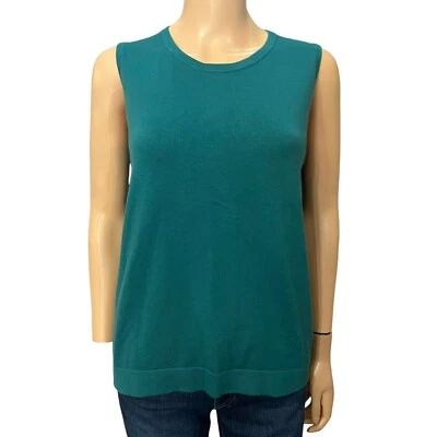Camiseta sin mangas Boden Knit Shell mediana verde azulado cuello redondo clásica preppy minimalista básica Foto 1 de 4