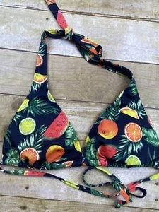 Top de bikini City Streets tropical verano estampado de frutas corbata acolchada talla mediana - Imagen 1 de 8