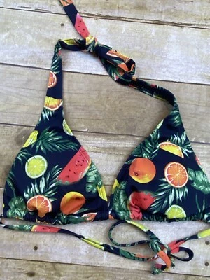 Top de bikini City Streets tropical verano estampado de frutas corbata acolchada talla mediana Foto 1 de 4
