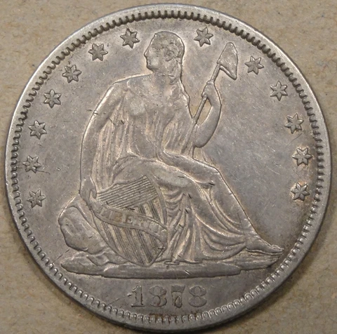 1878 Seated Liberty Half 50c XF/AU As Pictured Cover