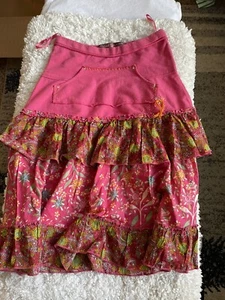 Mish girls sz. 8/9 pink floral design ruffle skirt. Pretty, great shape - Picture 1 of 11