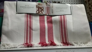 Threshold- 90"x20" Farmhouse Stripe Table Runner Cream/Red - Picture 1 of 5