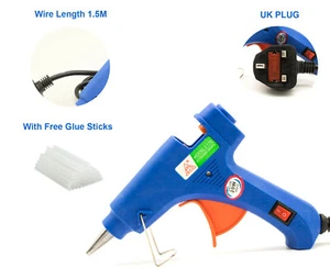 20W TRIGGER ELECTRIC HOT MELT GLUE GUN & ADHESIVE STICKS FOR HOBBY CRAFT MINI Di - Picture 1 of 16