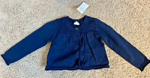 Cárdigan Suéter Baby Gap Niña 12-18 M Azul Marino Pointelle Manga Volantes Nuevo con Etiquetas - Imagen 1 de 8