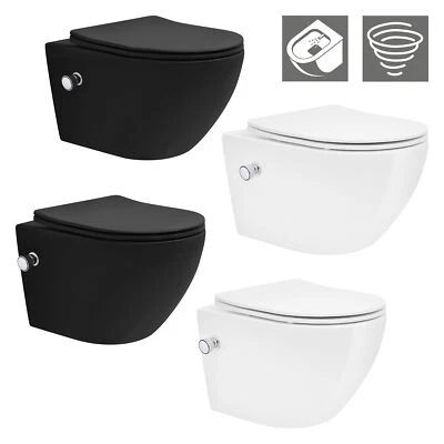 LUXEBATH Spülrandlos Wand Hänge WC Toilette Tornadospülung Softclose Bidet-Funktion