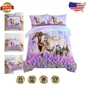 Aesthetic Twin Comforter Set: Butterfly Floral & Horse Motif - Perfect Gift Idea - Picture 1 of 9