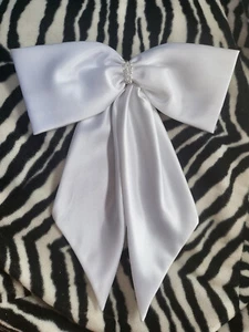 Gros noeud en tissu blanc satiné année 90 couture mariage recup B4 - Picture 1 of 6