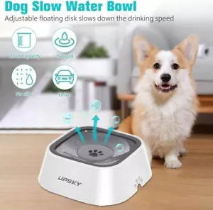 Dog Bowl Dog Water Bowl No Spill Pet Water Bowl 35oz Slow Drink Bowl for Dog&Cat - Picture 1 of 24
