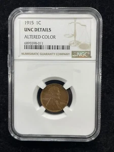 1915 P Lincoln Wheat Cent 1C Penny NGC UNC Details Altered Color - Picture 1 of 5
