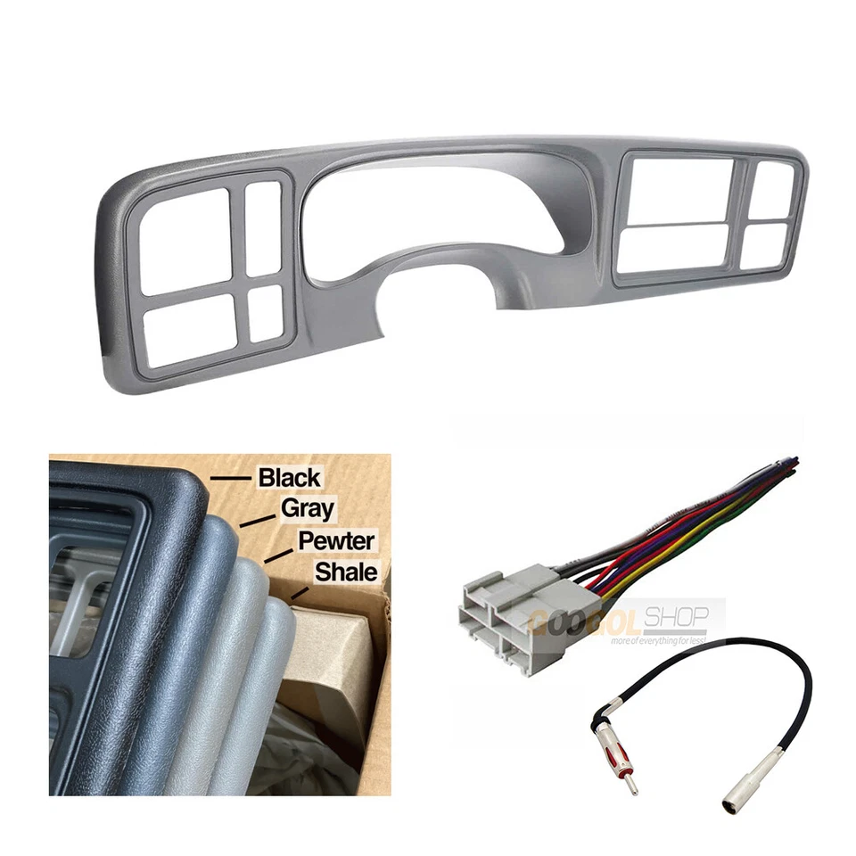 Kit de instalação de painel duplo DIN estéreo para carro 1999 - 2002 GM TRUCKS AND SUVs PEWTER - Imagem 1 de 1