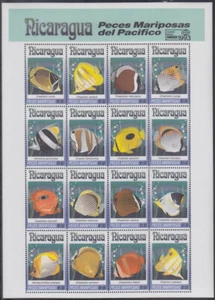 NICARAGUA SC # 1962A-P (Q) CPL POSTFRISCH BLATT 16 VERSCHIEDENE FISCHE, mit BANGKOK '93 EMBLEM - Bild 1 von 1