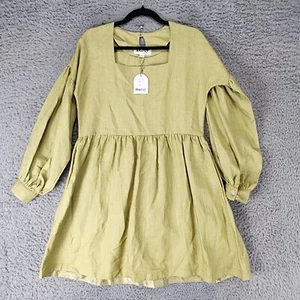 Abito Darcy donna piccolo verde 100% lino Lagenlook vestito Cottagecore Prairiecor - Foto 1 di 12