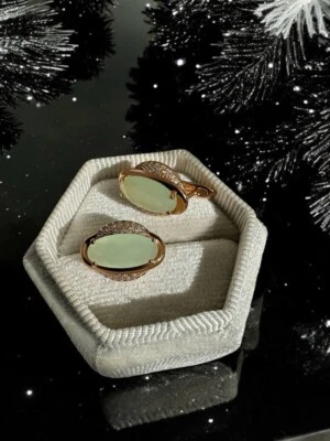 Atemberaubende 585rg gestempelte Ohrringe, Smaragd, rolled, 3.9 Gramm, neu - Bild 1 von 3