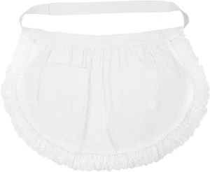 White Aprons for Women Waist Aprons with Pockets Half Apron Server Apron Maid Wa - Picture 1 of 12