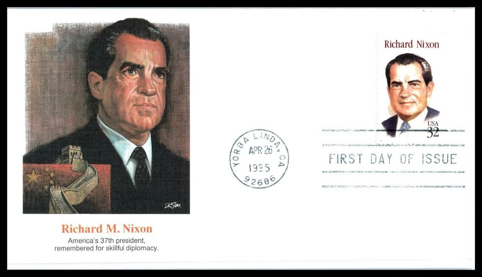 1995 Richard Nixon politician 32c Sc 2955 FDC with premium Fleetwood cachet - Image 1 of 2