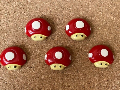 Set of 5 GAME SHROOM bulletin board pushpins, or thumbtacks - Image 1 of 4