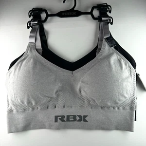RBX Active Womens Plus Size 2X Adj Strap Sports Bra 2 Pack Set Removable Pads - Picture 1 of 10