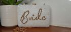 Accessorize Women Bride beaded natural gold embroided wedding hardcase clutch 