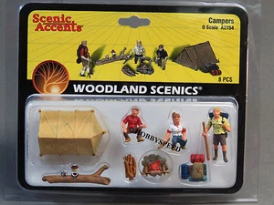 WOODLAND SCENICS CAMPERS O GAUGE FIGURES train tent fire sleeping bags WDS2754 - Picture 1 of 1