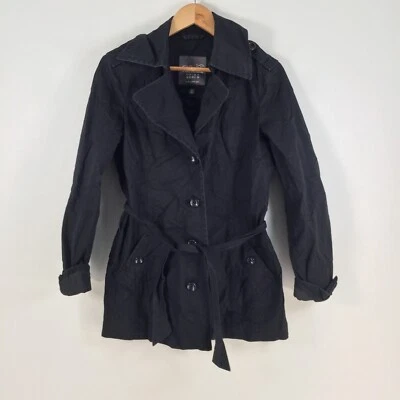 Esprit Mujer Guisante Abrigo Chaqueta Talla 8 Negro Manga Larga Cinturón Algodón 066537 Foto 1 de 4