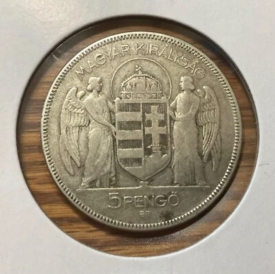 Hungary 1930 10th Anniversary Regency of Admiral Horthy 5 Pengő Silver Coin (XF) - Image 1 of 2