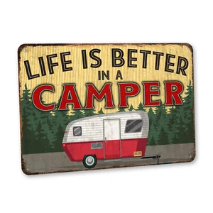 Camping Sign Life is Better in Camper Cabin Decor Lodge Campsite RV 108122001083 - Picture 1 of 7