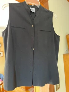 Columbia Silk & Cotton Sleeveless Front-Button Shirt, Black, Women's Size M - Picture 1 of 5