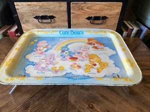 Vtg 1985 Care Bears American Greetings Tin Metal Lap Top TV Tray Table - Picture 1 of 19