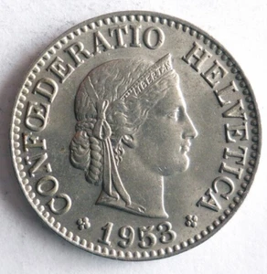 1953 SWITZERLAND 10 RAPPEN - Excellent Coin - FREE SHIP - Swiss Bin #1 - Picture 1 of 2
