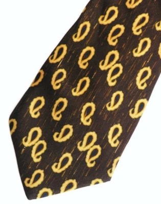 Corbata de seda HUGO BOSS cachemir dorado marrón 4,1" ancho 57" largo   Foto 1 de 4