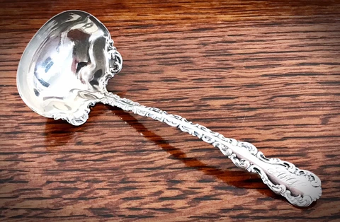 Whitting Sterling Silver Gravy Ladle - Sterling 1891 - Monogrammed Aug 17th ‘98 Cover