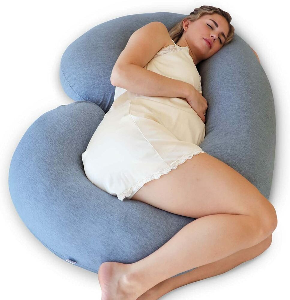 PharMeDoc Pregnancy C Shaped Full Body Maternity Pillow - Grey Cooling Cover
