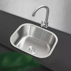 Small Single Bowl Square Stainless Steel Kitchen Sink Undermount Basin Waste Kit - Picture 1 of 8