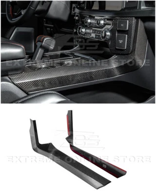 For 21-Up Ford F-150 Interior CARBON FIBER Center Console Lower Side Panel Cover - Image 1 of 4