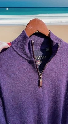 Vintage? Orvis Quarter Zip Wool Sweater Purple Plum 9G6T Men Sz XL (48" Chest) - Image 1 of 4