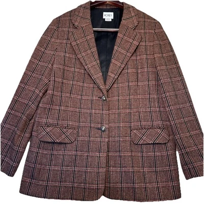 Blazer Traje Chaqueta KORET Mujer Talla 12 Vintage Mezcla Lana Cuadros Marrón Foto 1 de 4