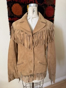 Vintage Bermans Leather Fringe Suede Western Jacket vtg - Picture 1 of 12