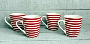 PFALTZGRAFF Kenna rot & weiß gestreift Porzellan Kaffee Kakao Tassen ~ Set (4) - Bild 1 von 5