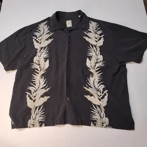 Jamaican Jaxx Authentic Island Style Mens Shirt XXL 100% Silk Black Floral  - Picture 1 of 9