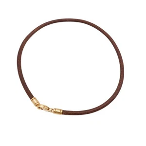 BVLGARI K18Yg Choker Necklace K18 Yellow Gold/Leather Brown 0029 Women - Picture 1 of 6