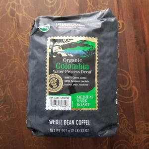 Kirkland Organic Colombian Decaf Whole Bean Coffee, 2 Lbs Medium Dark Roast - Picture 1 of 5