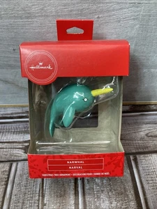 hallmark red box christmas ornament narwhal - Picture 1 of 4
