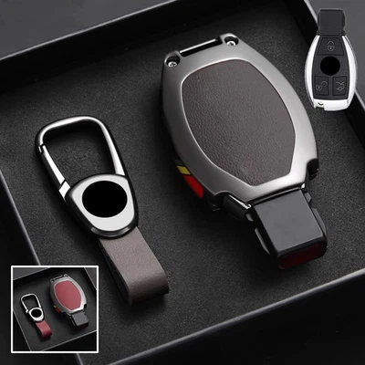 Zinc Alloy Leather Car Key Case cover For Benz E S G GLS GLK A B C SLC SLK ML - Image 1 of 4