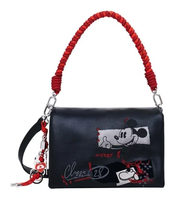 Desigual Mickey Rock Dortmund Flap Bag Umhängetasche Tasche Black schwarz grau