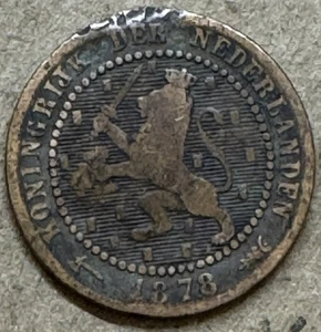 Netherlands - 1878 - 1 Cent - 19th Century Dutch Coin - Picture 1 of 3
