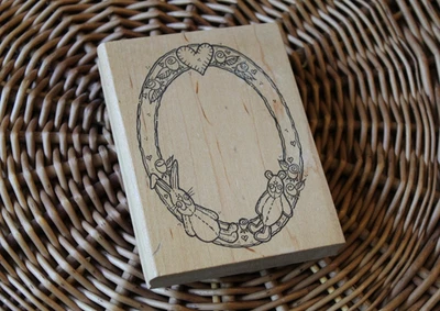 Whipper Snapper Red Rubber Stamp Wood Mounted OOP 90s Country Stitch Bunny Frame - Image 1 of 4