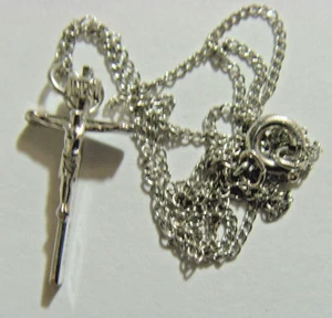 Vintage 14k Weißgold Kreuz und Kette Halskette christlich religiös 51363 - Bild 1 von 4