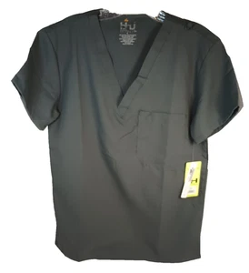 Gray  Scrub Top S Beverly Hills Uniforms 1 Chest pocket  Shoulder Badge Loop New - Picture 1 of 10