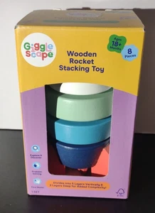 Giggle Scape Wooden Rocket Stacking Toy Ages 18+ Months for Infant Motor Skills - Picture 1 of 2